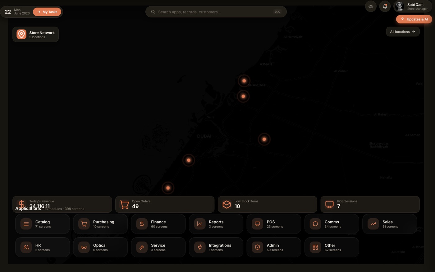 Tarby retail ERP dashboard